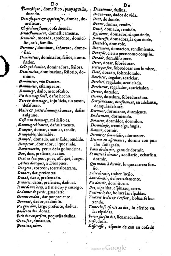 1621 - Adrian Tiffaine - Trésor des deux langues espagnole et française - BM Lyon