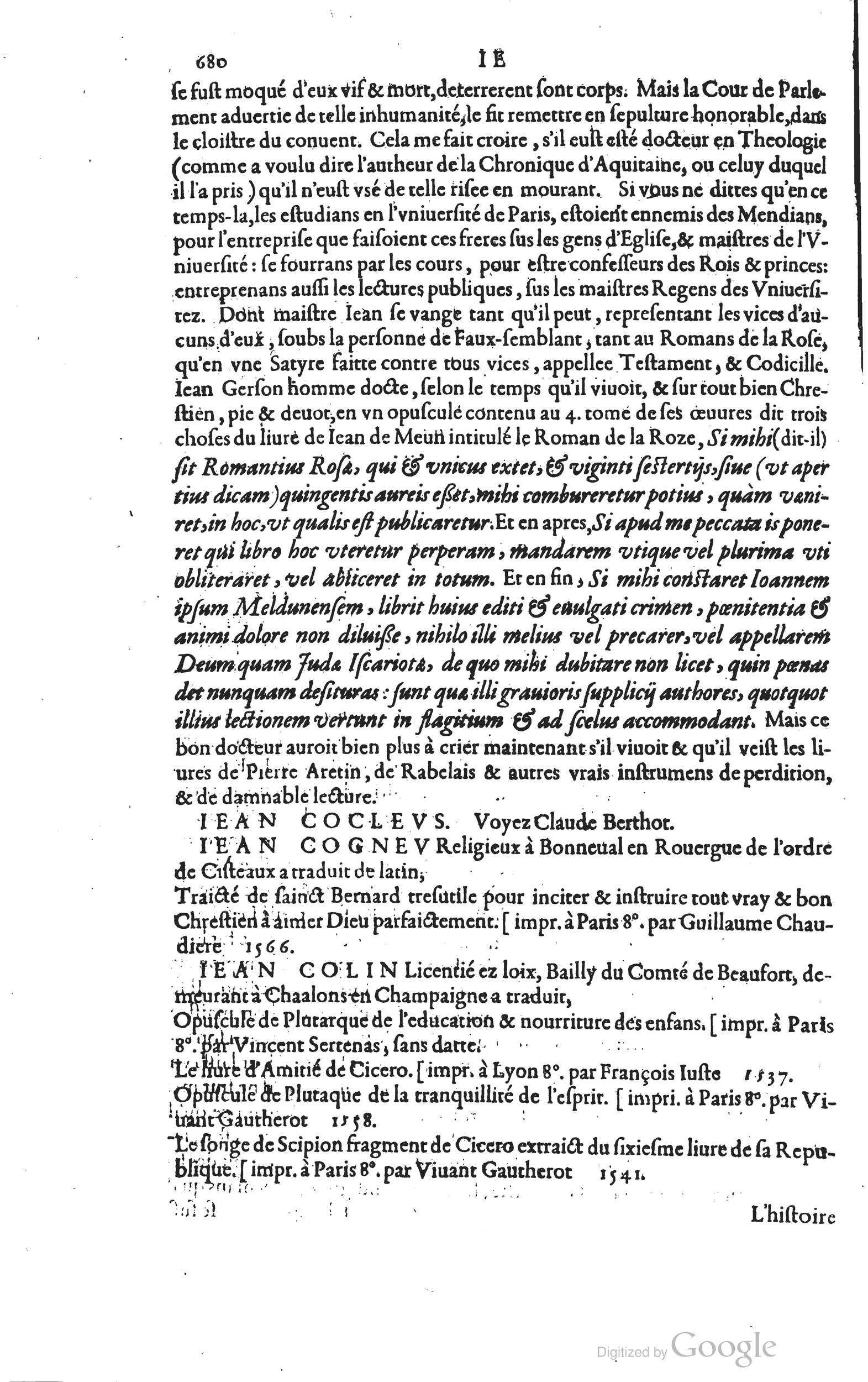 1585 - Barthélemy Honorat - Bibliothèques françaises - BSB Munich