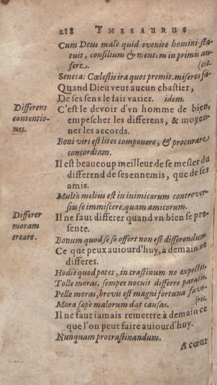 1612 - Dominicus Custos - Trésor des proverbes français  - Bibliopol-Olomuc
