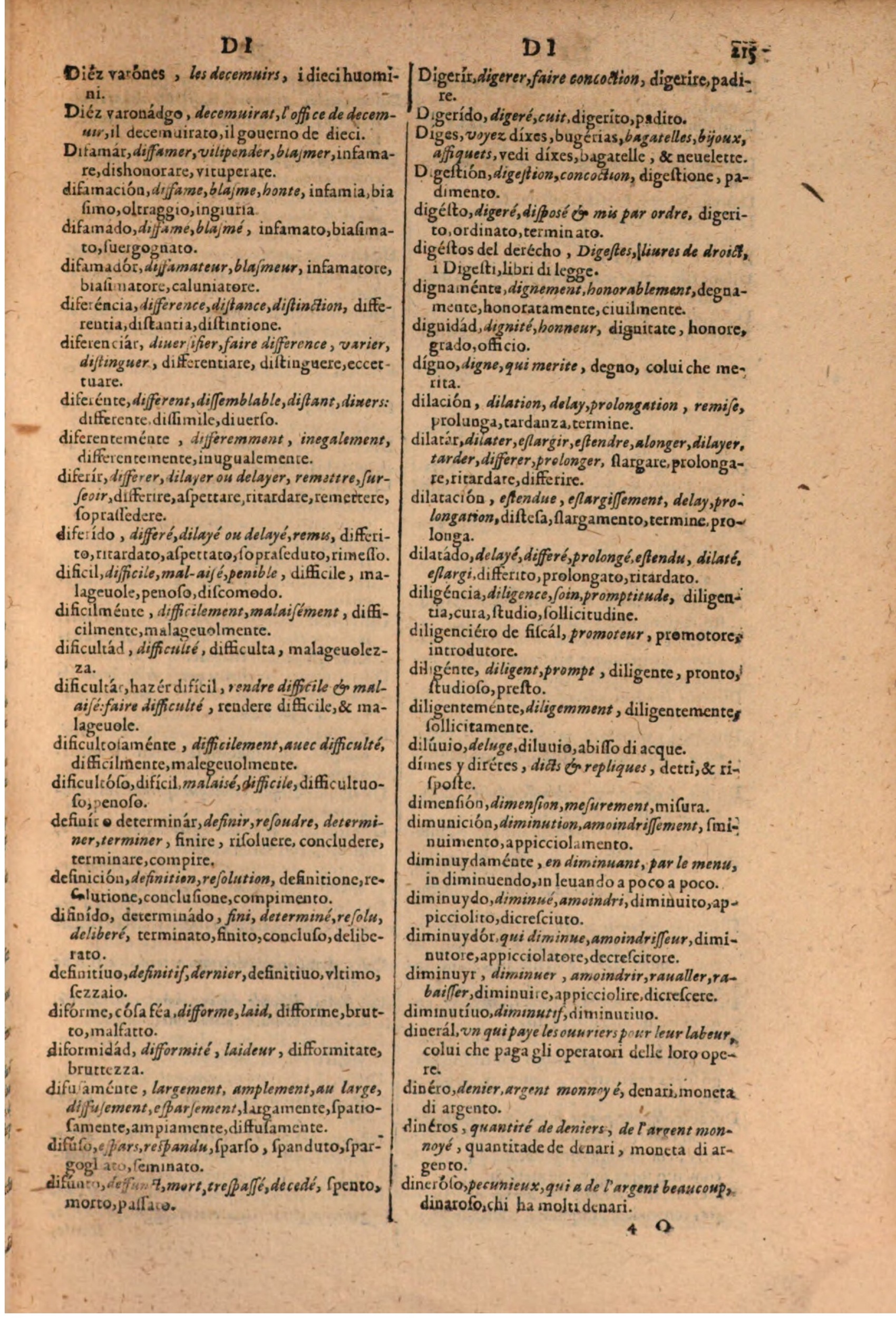 1606 - Samuel Crespin - Thresor des trois langues, francoise, italiene et espagnolle - BSB Munich