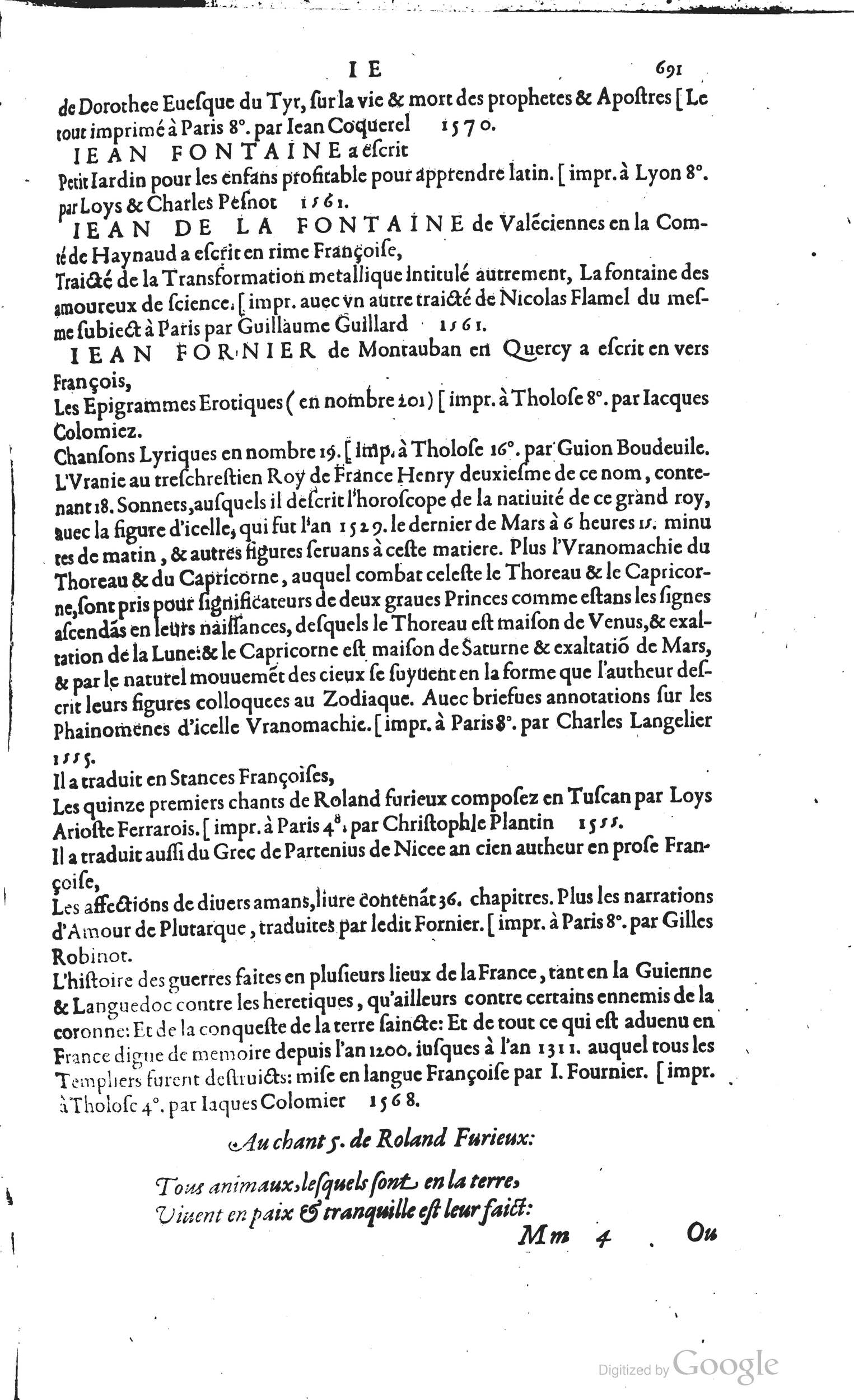 1585 - Barthélemy Honorat - Bibliothèques françaises - BSB Munich