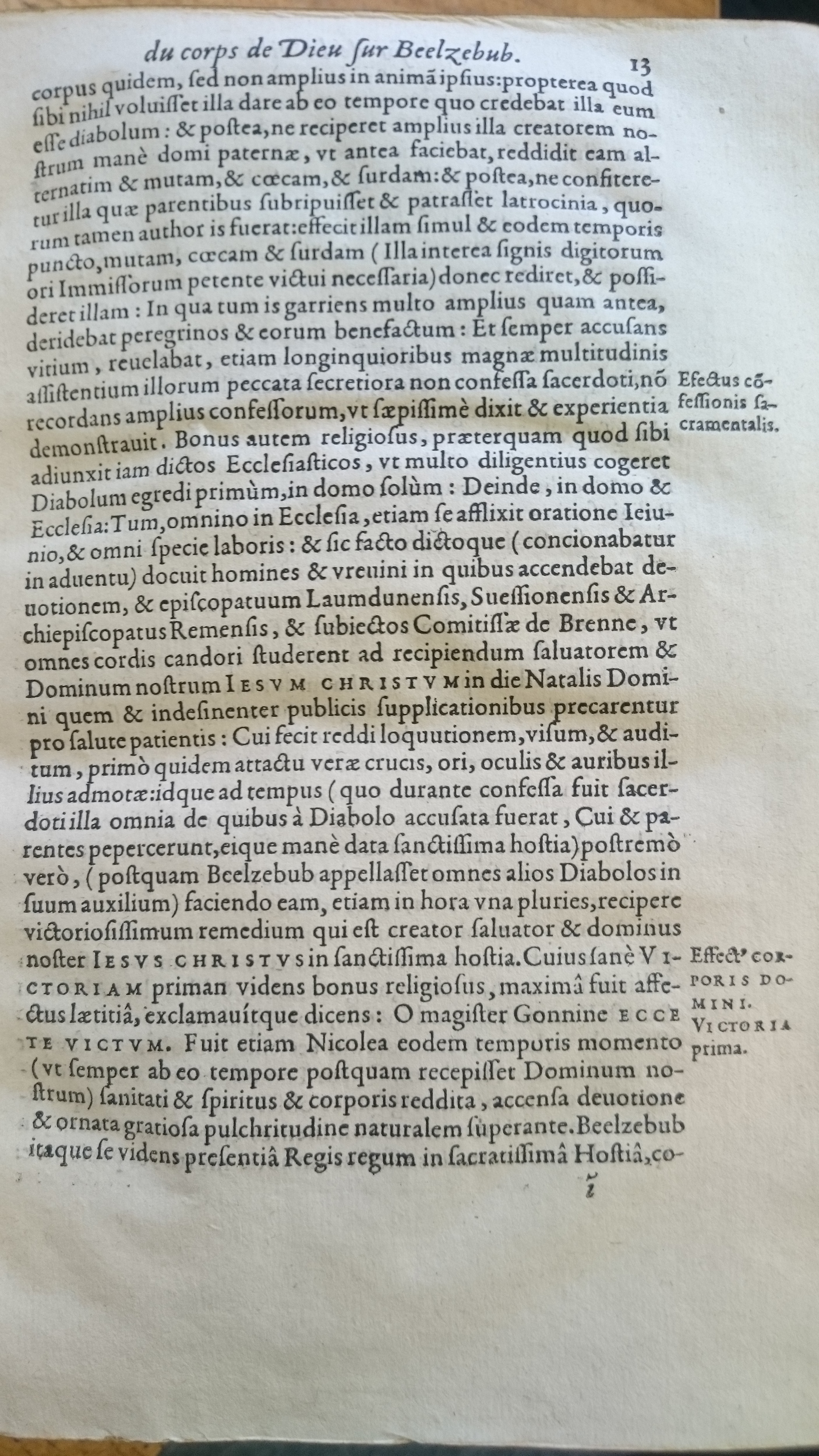 1578 - Nicolas Chesneau - Trésor et entière histoire de la triomphante victoire du corps de Dieu sur l’esprit malin - Douai Quincy