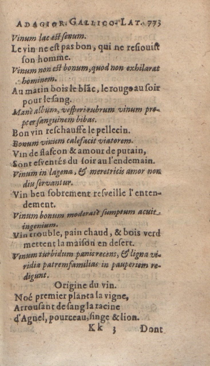 1612 - Dominicus Custos - Trésor des proverbes français  - Bibliopol-Olomuc