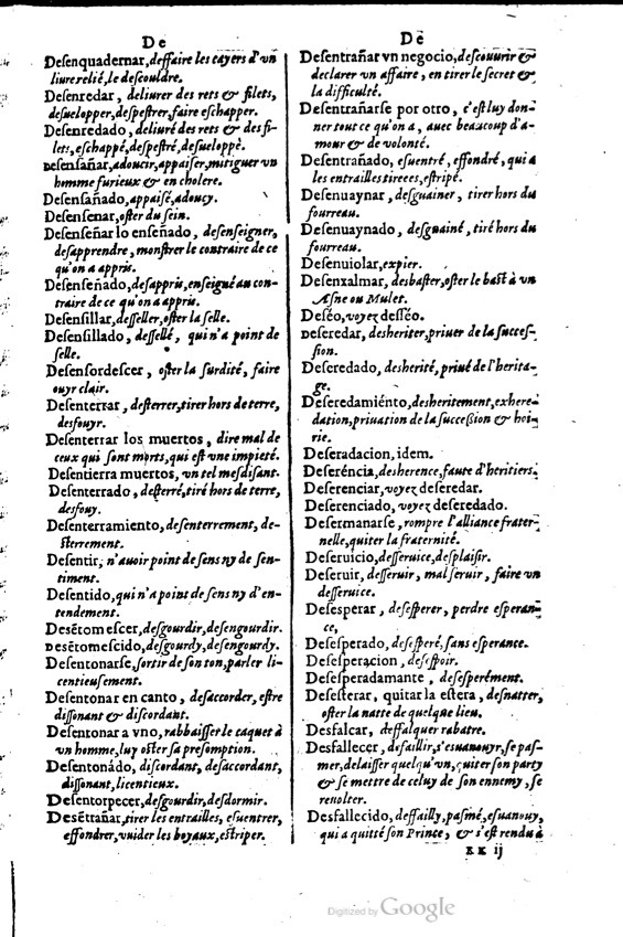 1621 - Adrian Tiffaine - Trésor des deux langues espagnole et française - BM Lyon