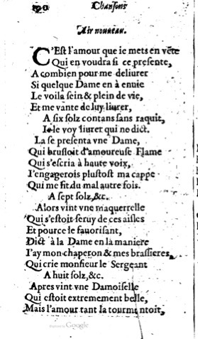 1623 - Jacques Cailloüé - Trésor ou recueil des chansons amoureuses - British Library