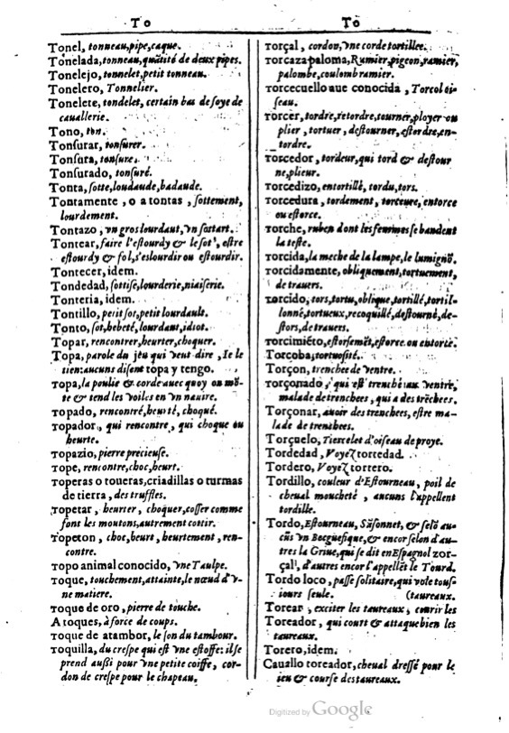 1616 - Veuve Marc Orry - Trésor des deux langues espagnole et française (Première et Seconde parties) - BM Lyon