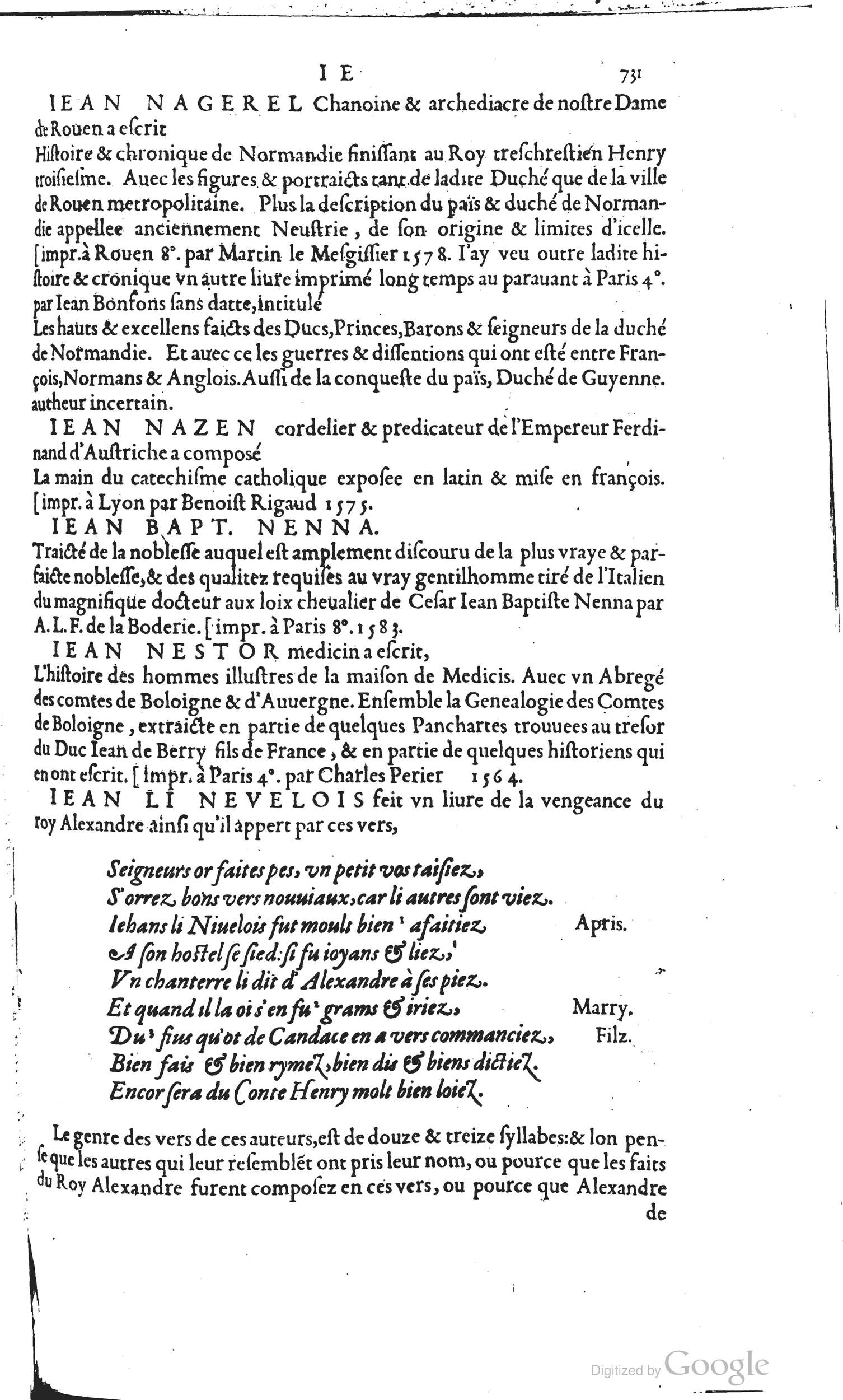 1585 - Barthélemy Honorat - Bibliothèques françaises - BSB Munich