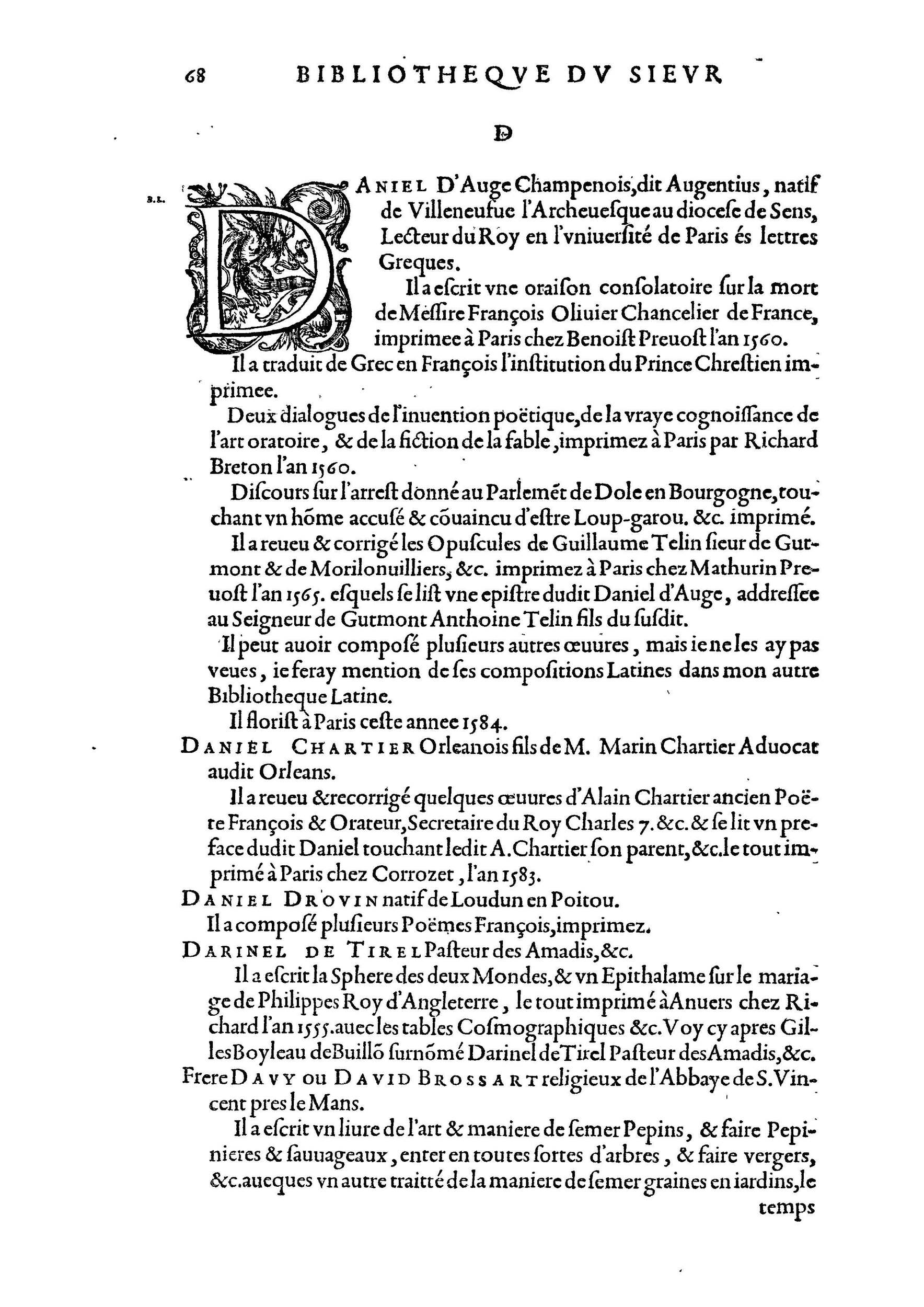 1584 - Abel L&#039;Angelier - Bibliothèques françaises - BnF
