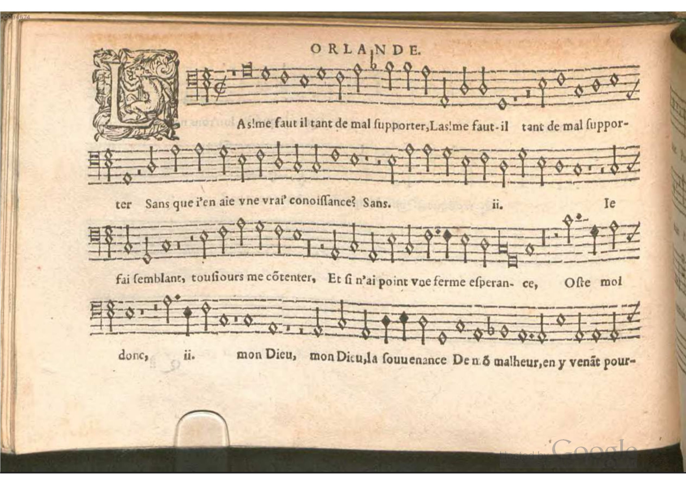 1576 - [Pierre de Saint-André] - Trésor de musique d’Orlande de Lassus Bassus - BSB Munich