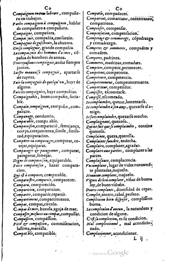 1621 - Adrian Tiffaine - Trésor des deux langues espagnole et française - BM Lyon