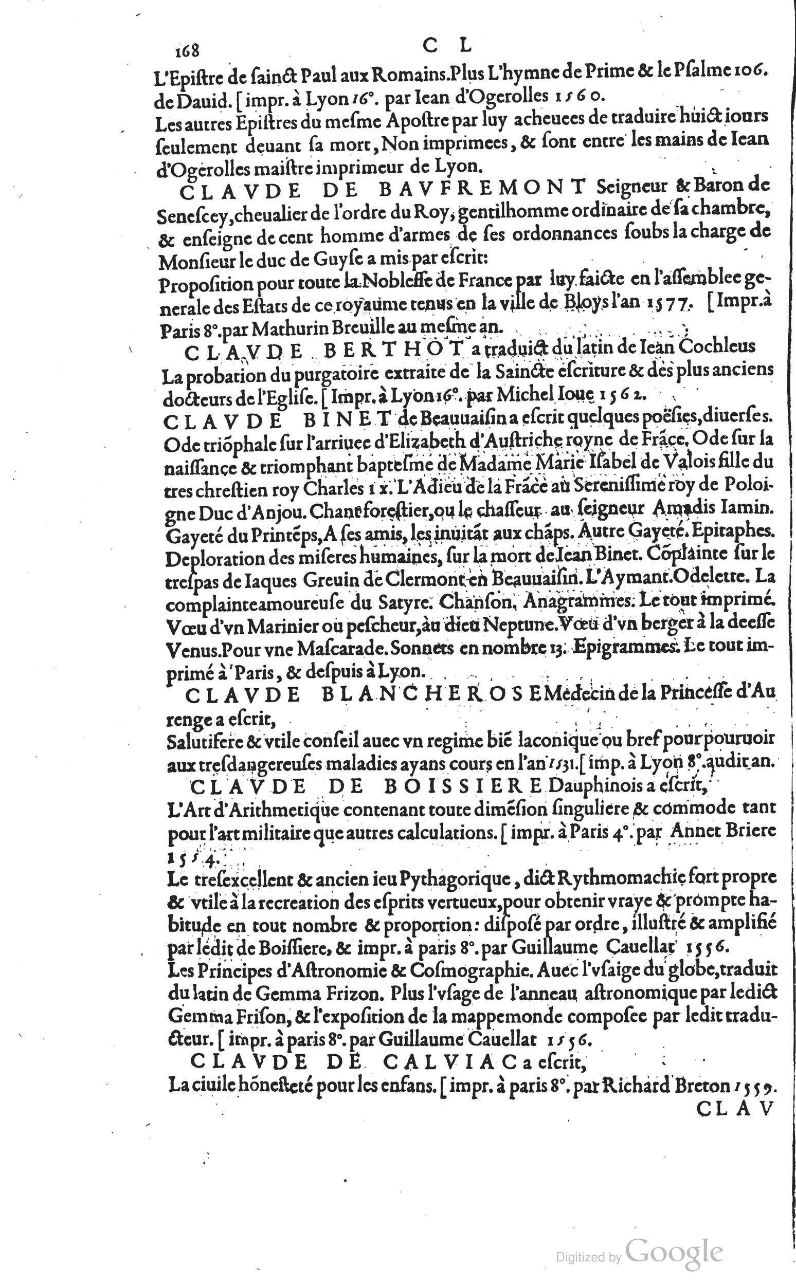 1585 - Barthélemy Honorat - Bibliothèques françaises - BSB Munich