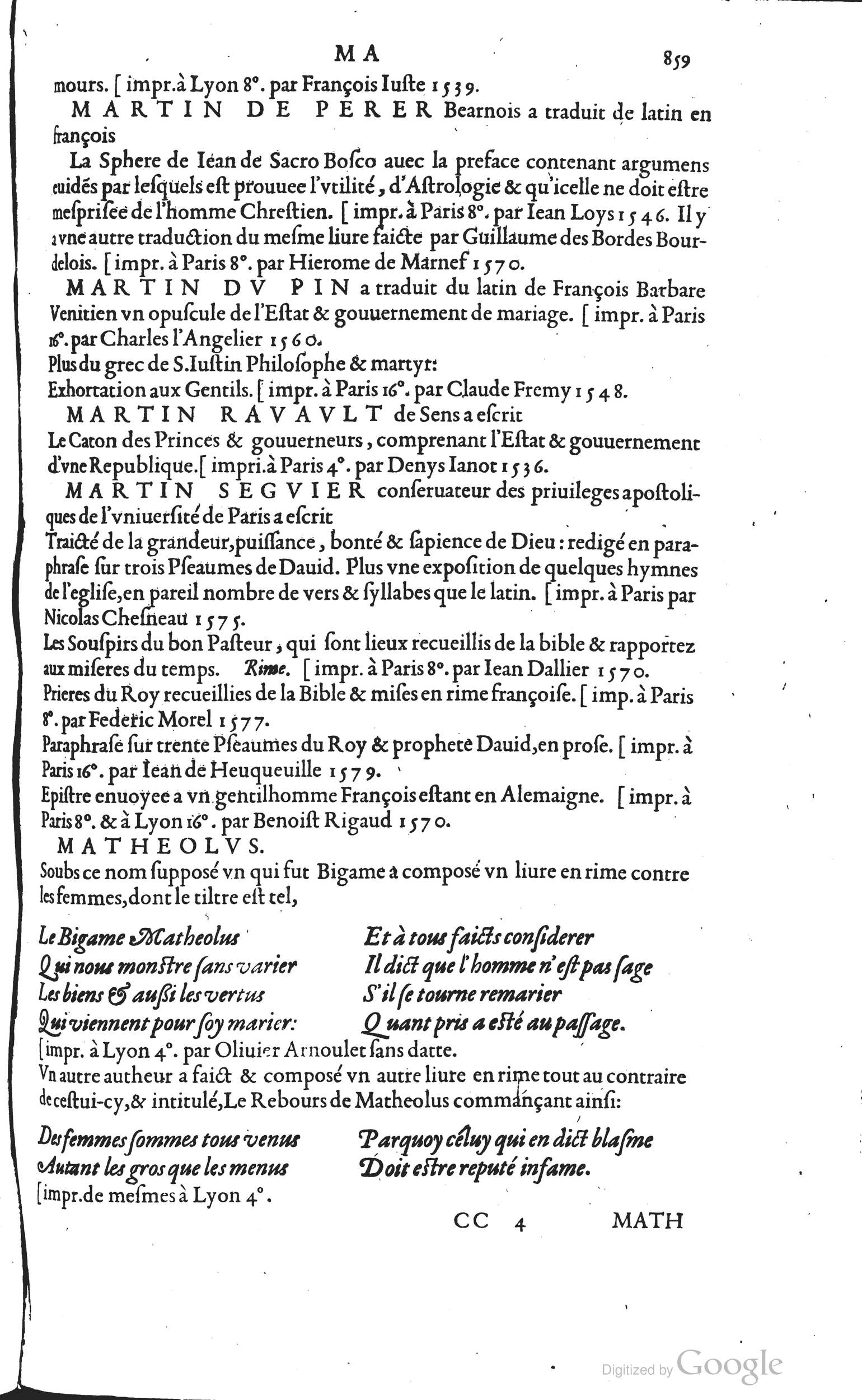 1585 - Barthélemy Honorat - Bibliothèques françaises - BSB Munich