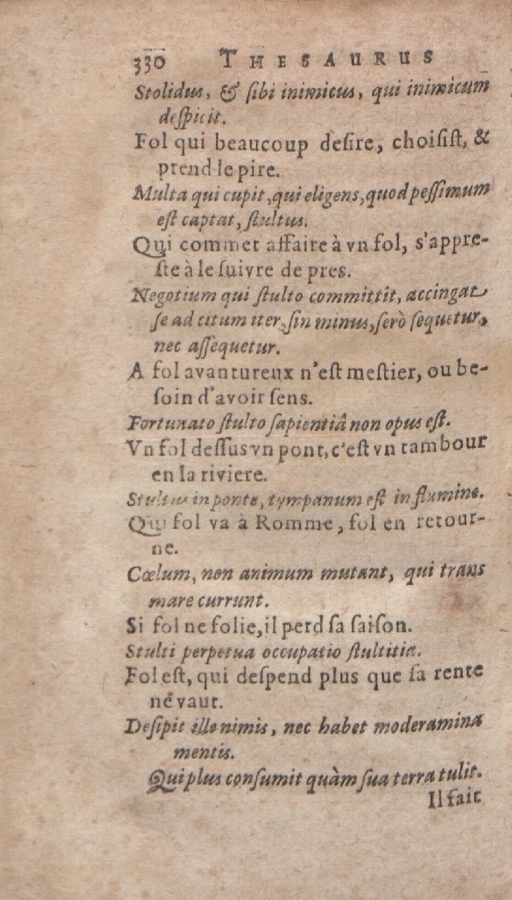 1612 - Dominicus Custos - Trésor des proverbes français  - Bibliopol-Olomuc
