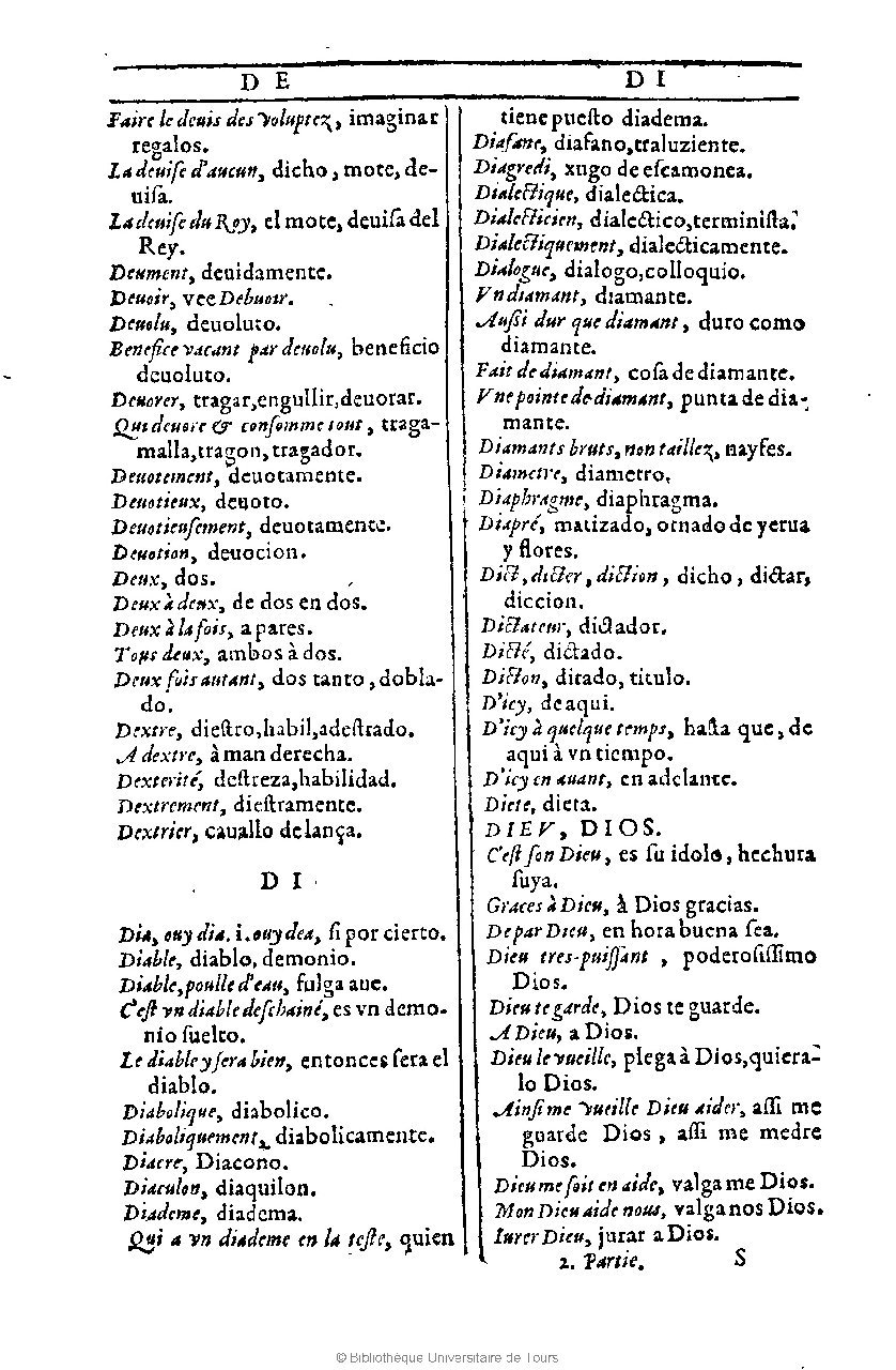 1607 - Marc Orry - Trésor des deux langues espagnole et française (Première et Seconde parties) - BU Tours