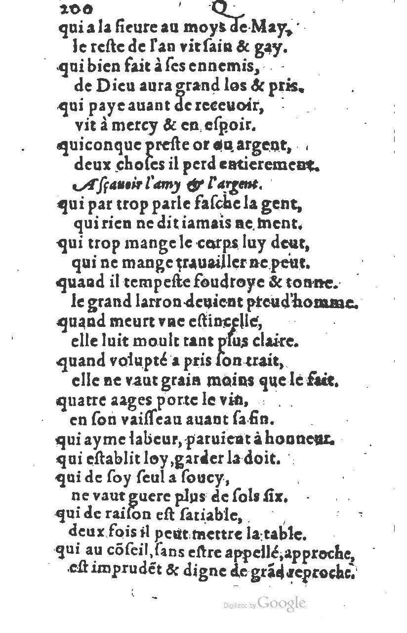 1581 - Nicolas Bonfons  - Trésor des sentences dorées - Princeton