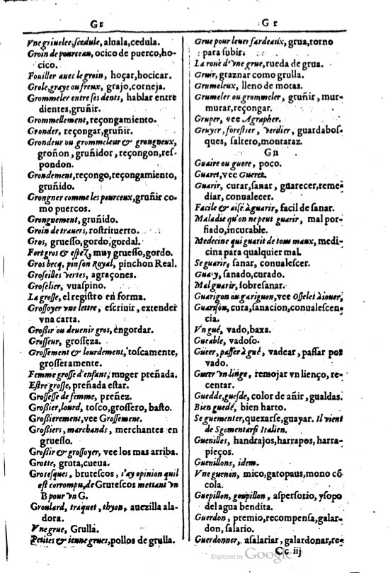 1616 - Veuve Marc Orry - Trésor des deux langues espagnole et française (Première et Seconde parties) - BM Lyon