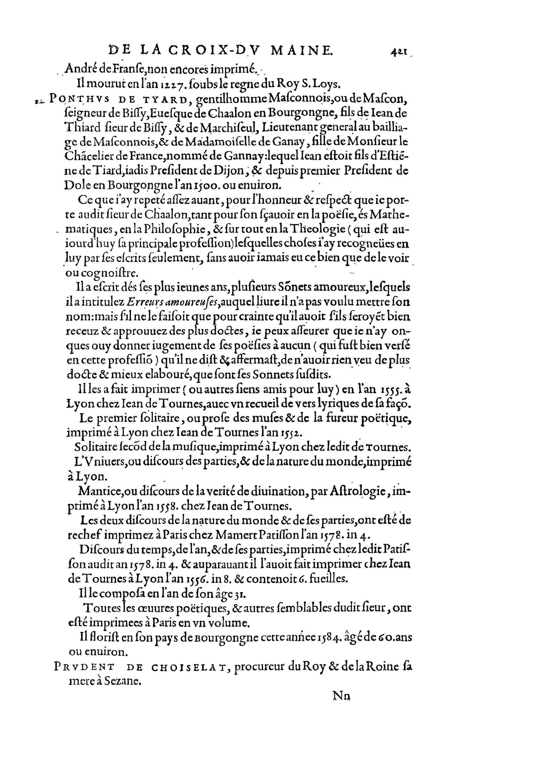 1584 - Abel L&#039;Angelier - Bibliothèques françaises - BnF