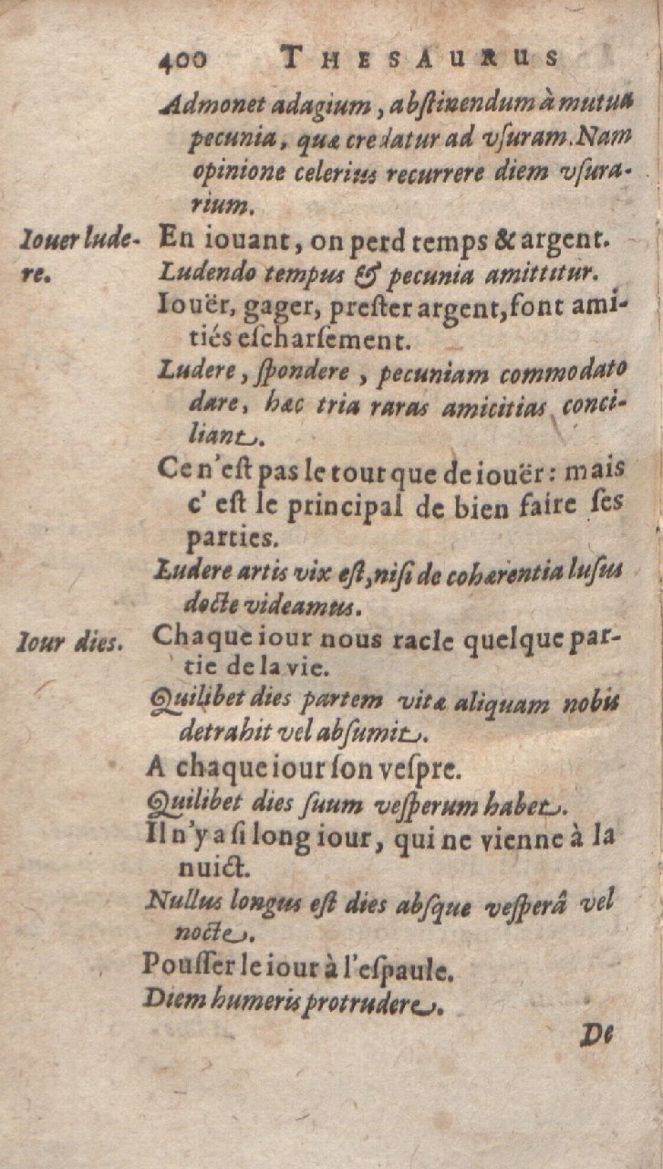 1612 - Dominicus Custos - Trésor des proverbes français  - Bibliopol-Olomuc