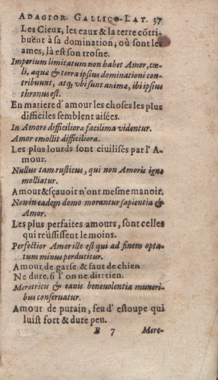 1612 - Dominicus Custos - Trésor des proverbes français  - Bibliopol-Olomuc
