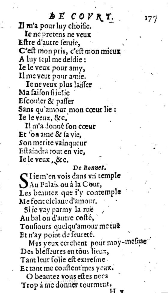 1606 - Théodore Reinsart - Trésor des chansons amoureuses recueillies des plus excellents airs de cour - Livre I - NK ČR Prague