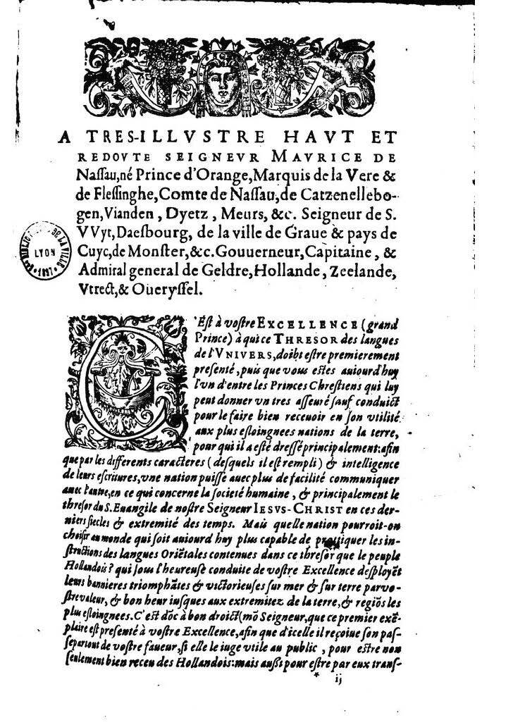 1613 - Matthieu Berjon - Trésor de l’histoire des langues de cet univers - BM Lyon