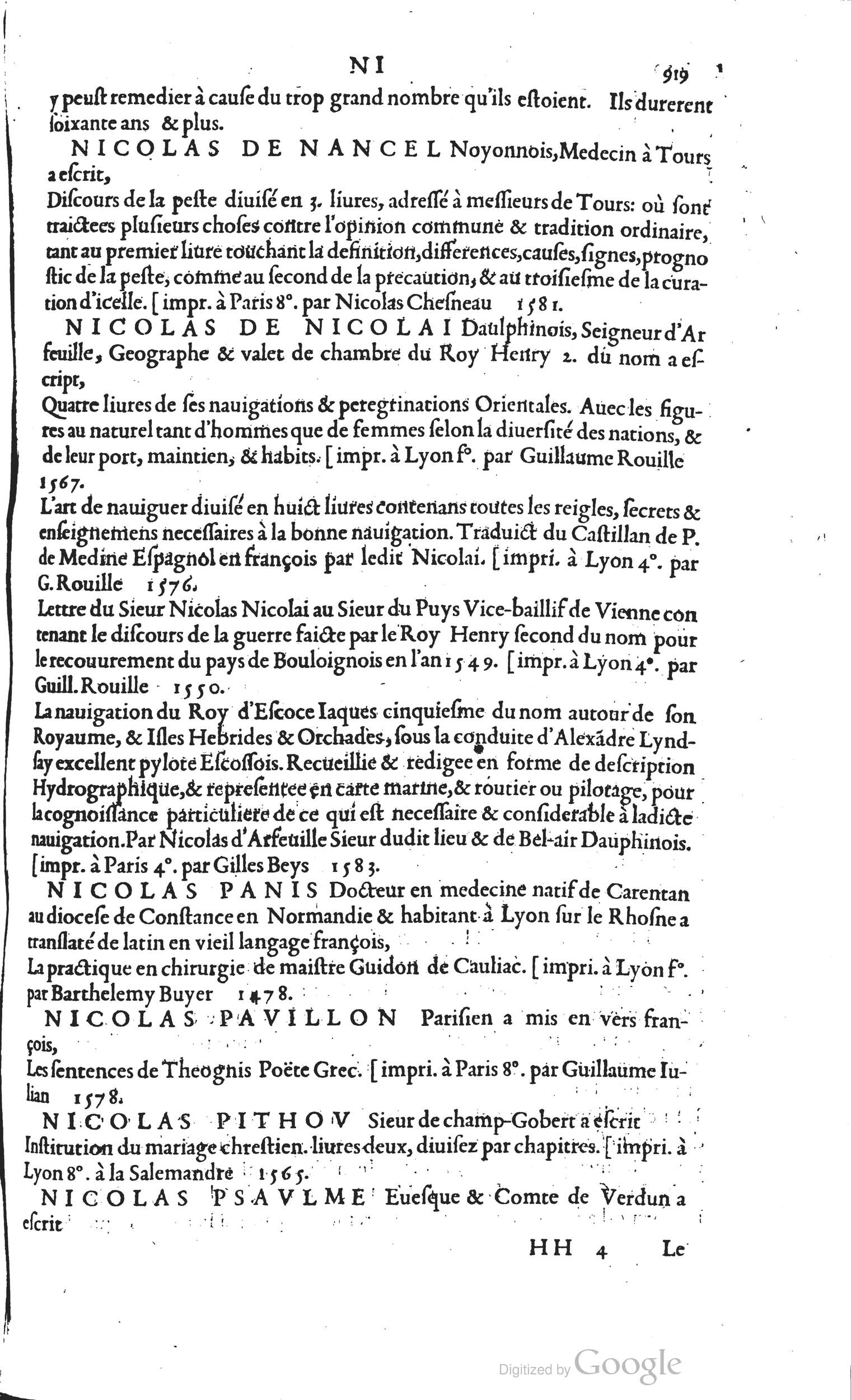 1585 - Barthélemy Honorat - Bibliothèques françaises - BSB Munich
