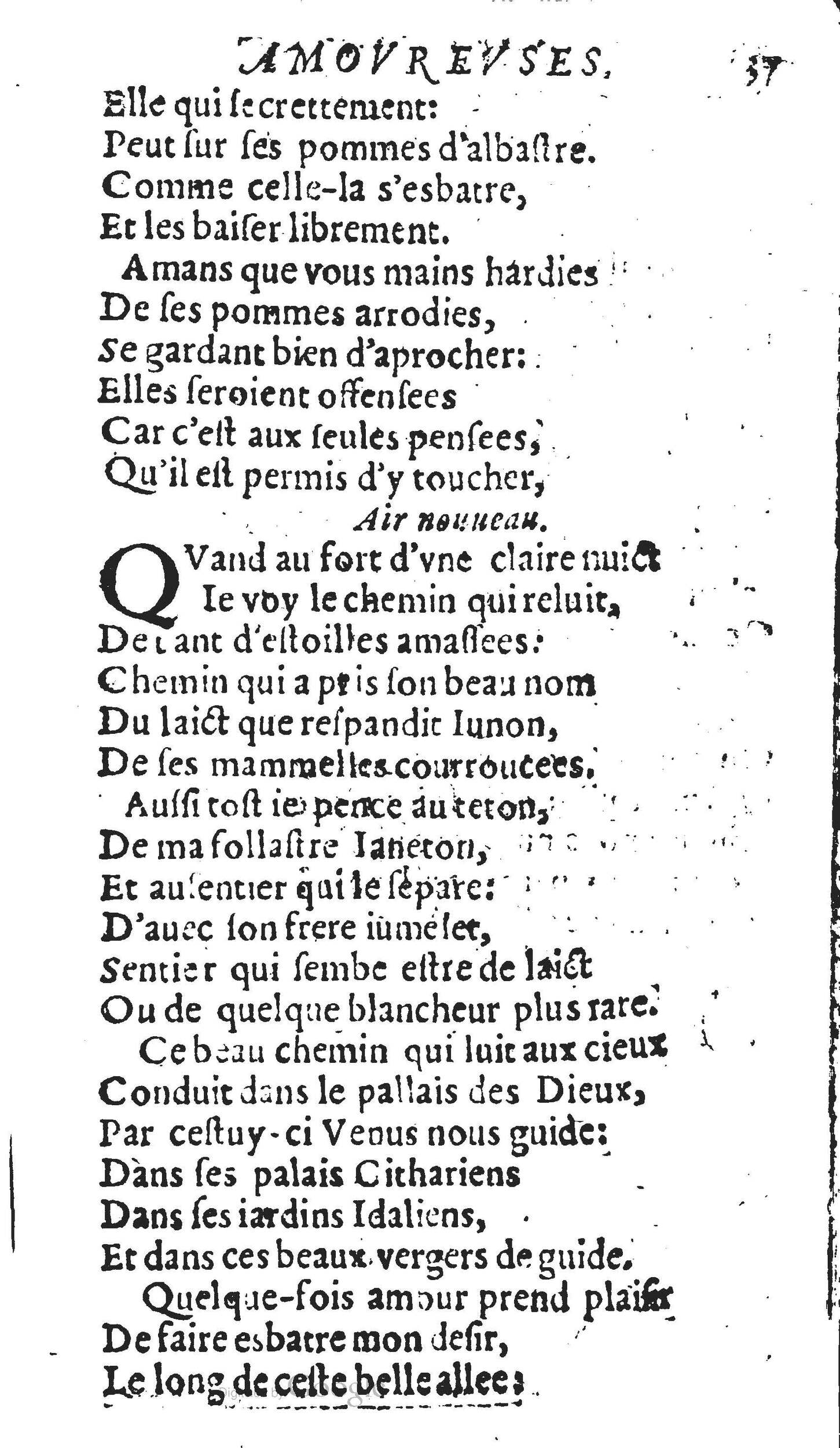 1606 - Théodore Reinsart - Trésor des chansons amoureuses recueillies des plus excellents airs de cour - Livre II - NK ČR Prague