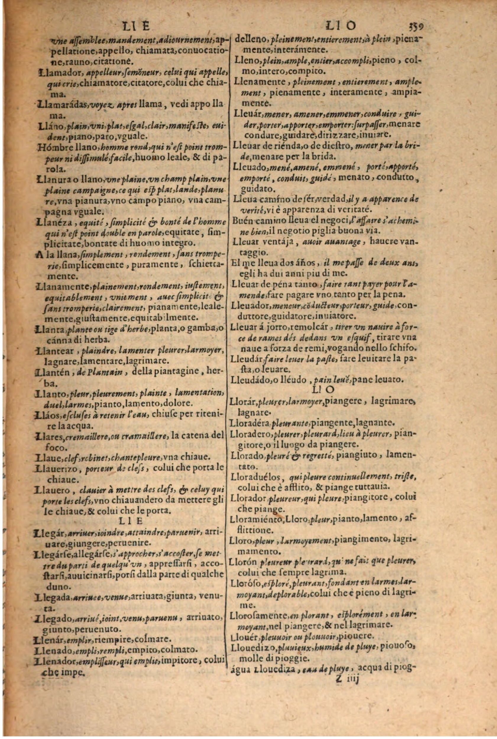 1606 - Samuel Crespin - Thresor des trois langues, francoise, italiene et espagnolle - BSB Munich