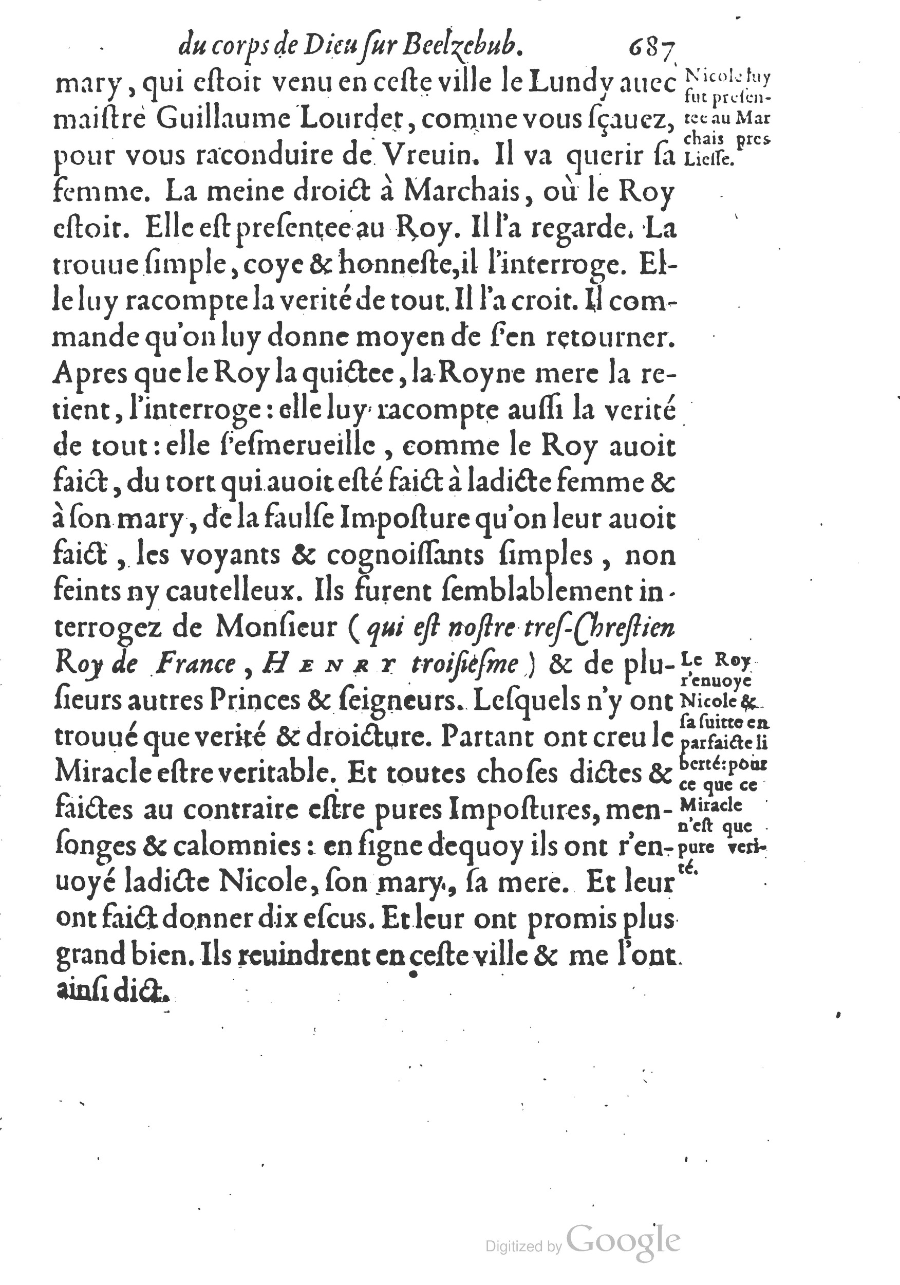 1578 - Nicolas Chesneau - Trésor et entière histoire de la triomphante victoire du corps de Dieu sur l’esprit malin - British Library