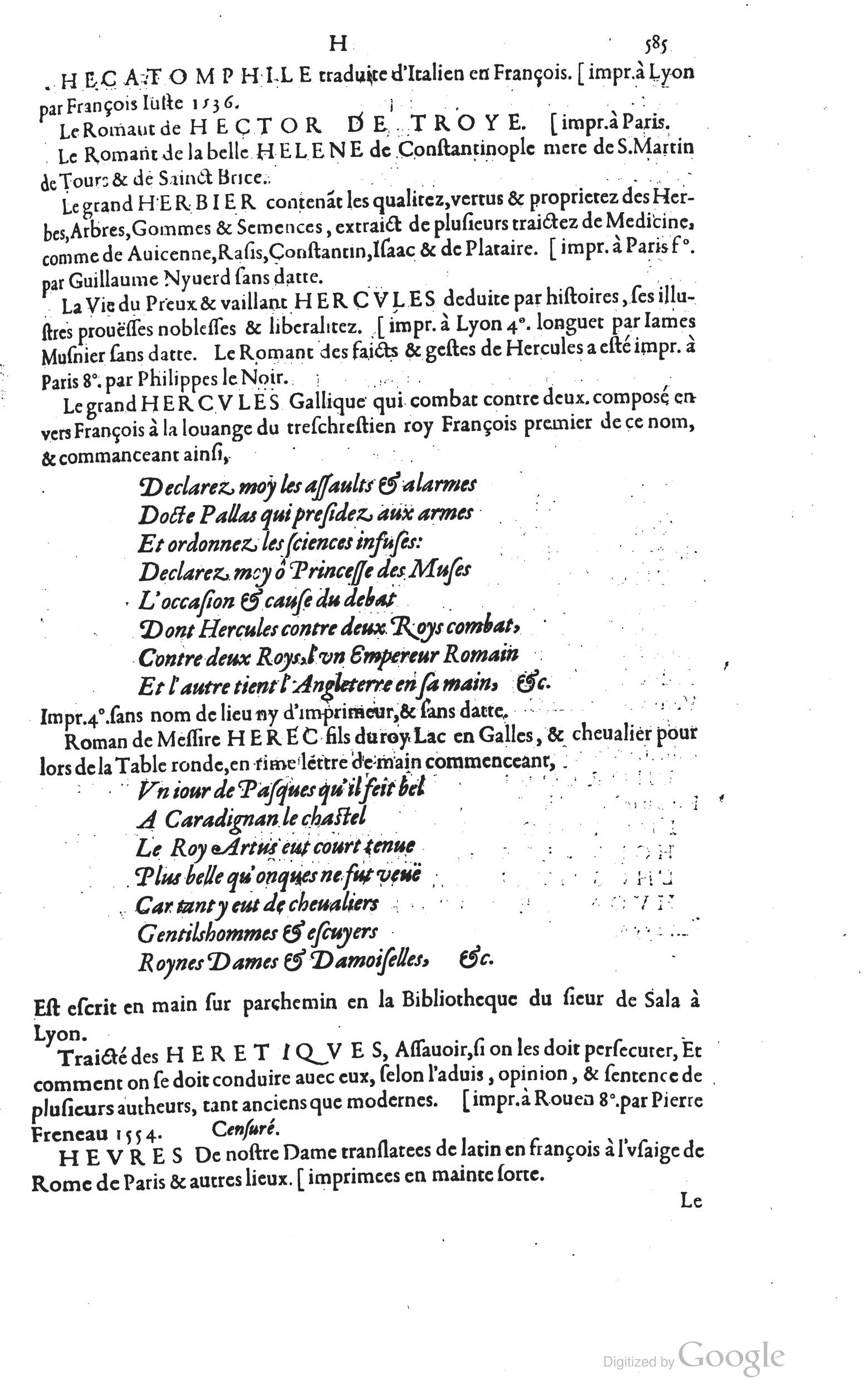 1585 - Barthélemy Honorat - Bibliothèques françaises - BSB Munich
