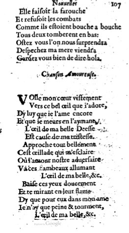 1623 - Jacques Cailloüé - Trésor ou recueil des chansons amoureuses - British Library