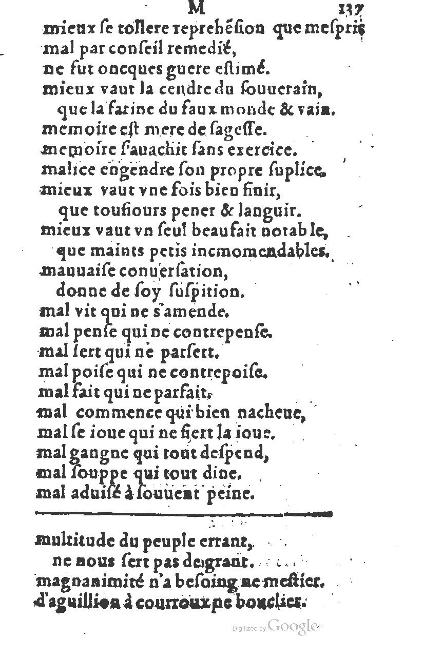 1581 - Nicolas Bonfons - Trésor des sentences dorées - Princeton 1581 - Nicolas Bonfons - Trésor des sentences dorées - Princeton