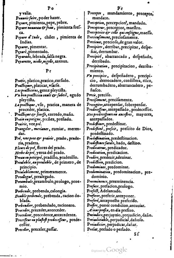 1621 - Adrian Tiffaine - Trésor des deux langues espagnole et française - BM Lyon
