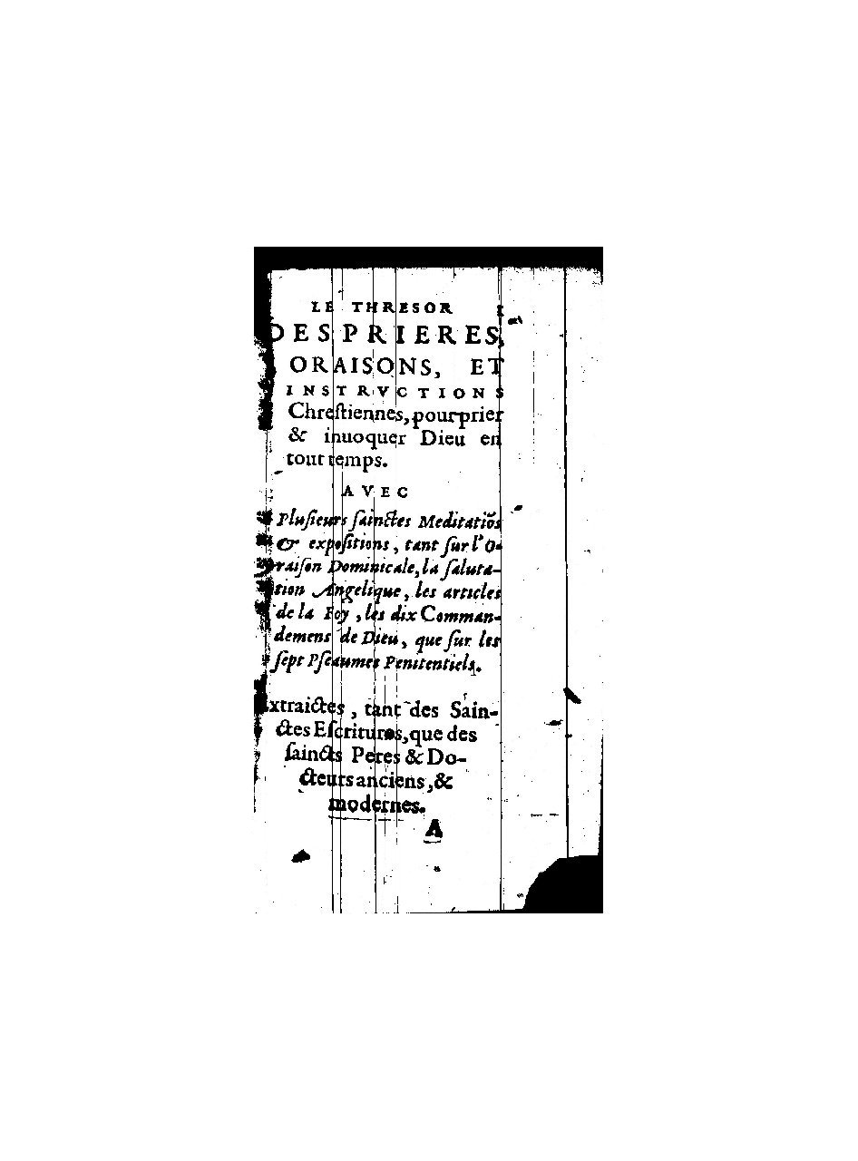 1596 - Guillaume Auvray - Trésor des prières, oraisons et instructions chrétiennes - BnF