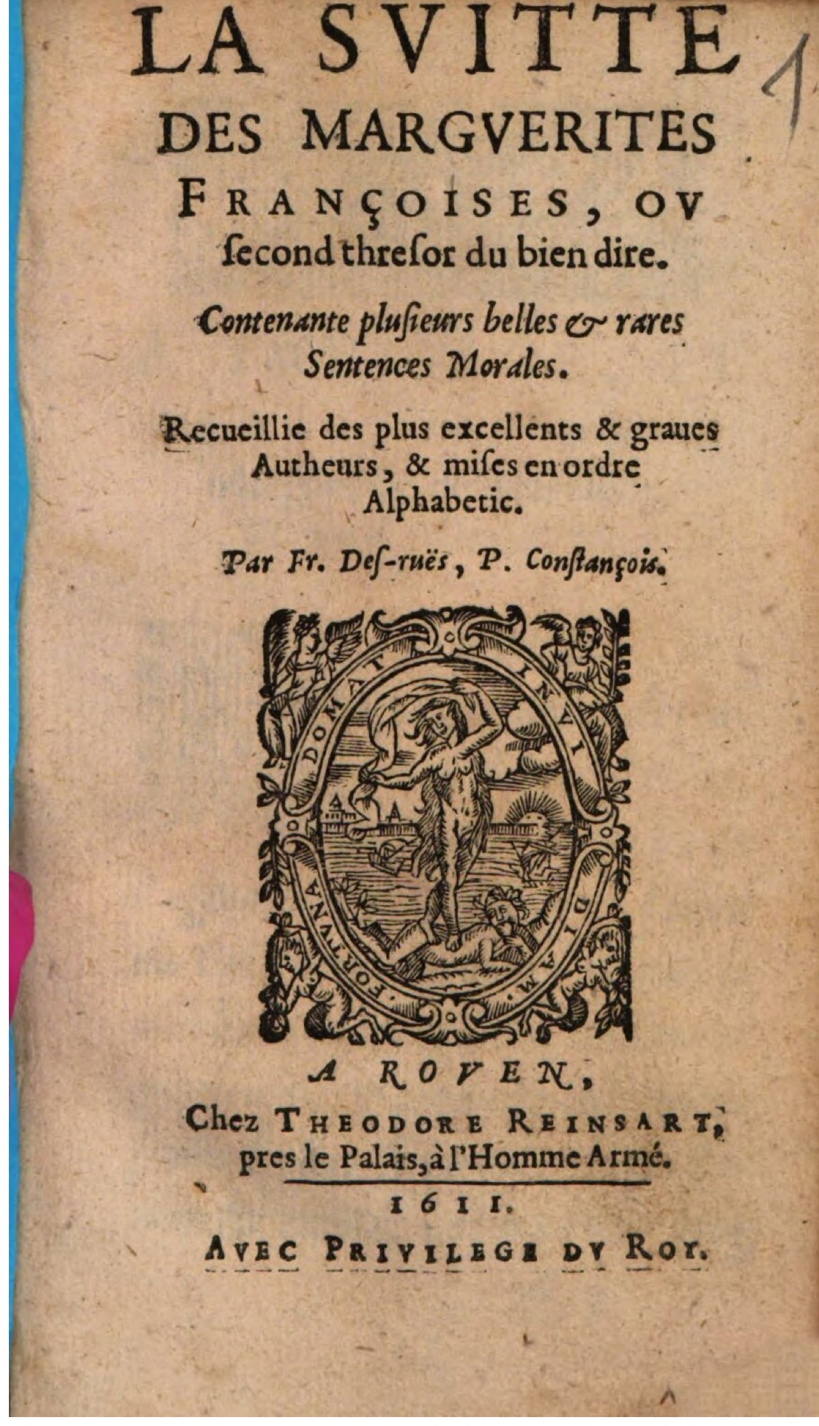 1611 - Théodore Reinsart - La Suitte des marguerites françoises, ou second thresor du bien dire - BSB Munich 1611 - Théodore Reinsart - La Suitte des marguerites françoises, ou second thresor du bien dire - BSB Munich
