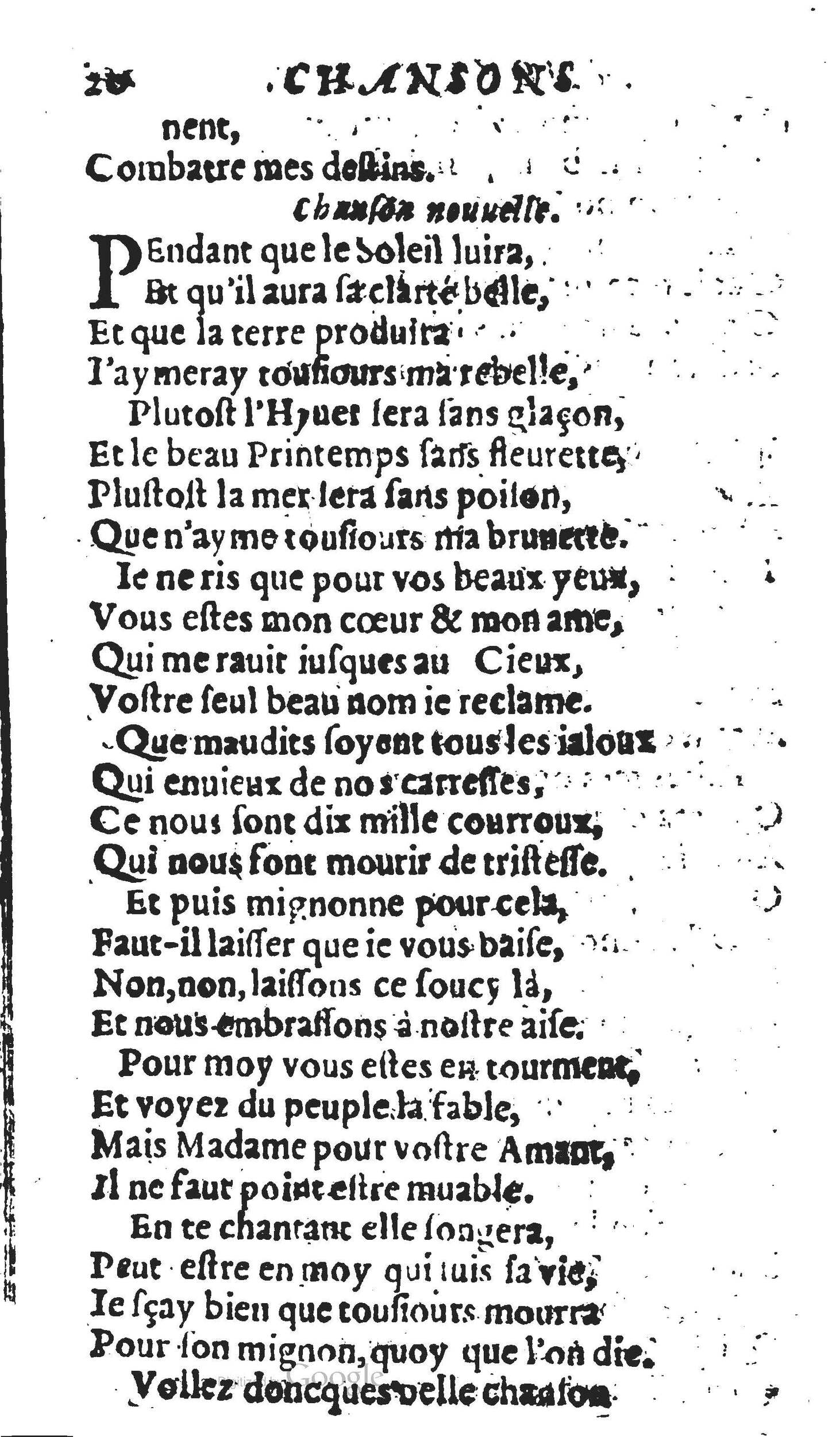 1606 - Théodore Reinsart - Trésor des chansons amoureuses recueillies des plus excellents airs de cour - Livre II - NK ČR Prague