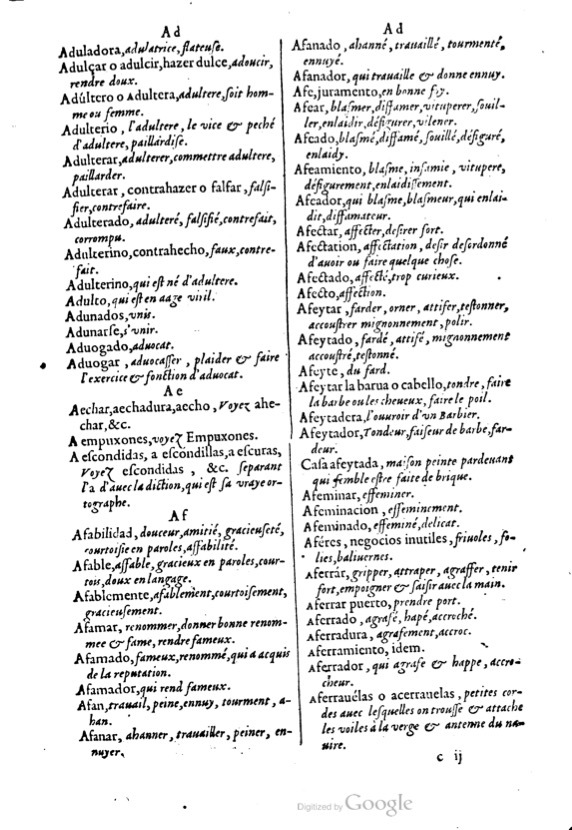 1621 - Adrian Tiffaine - Trésor des deux langues espagnole et française - BM Lyon