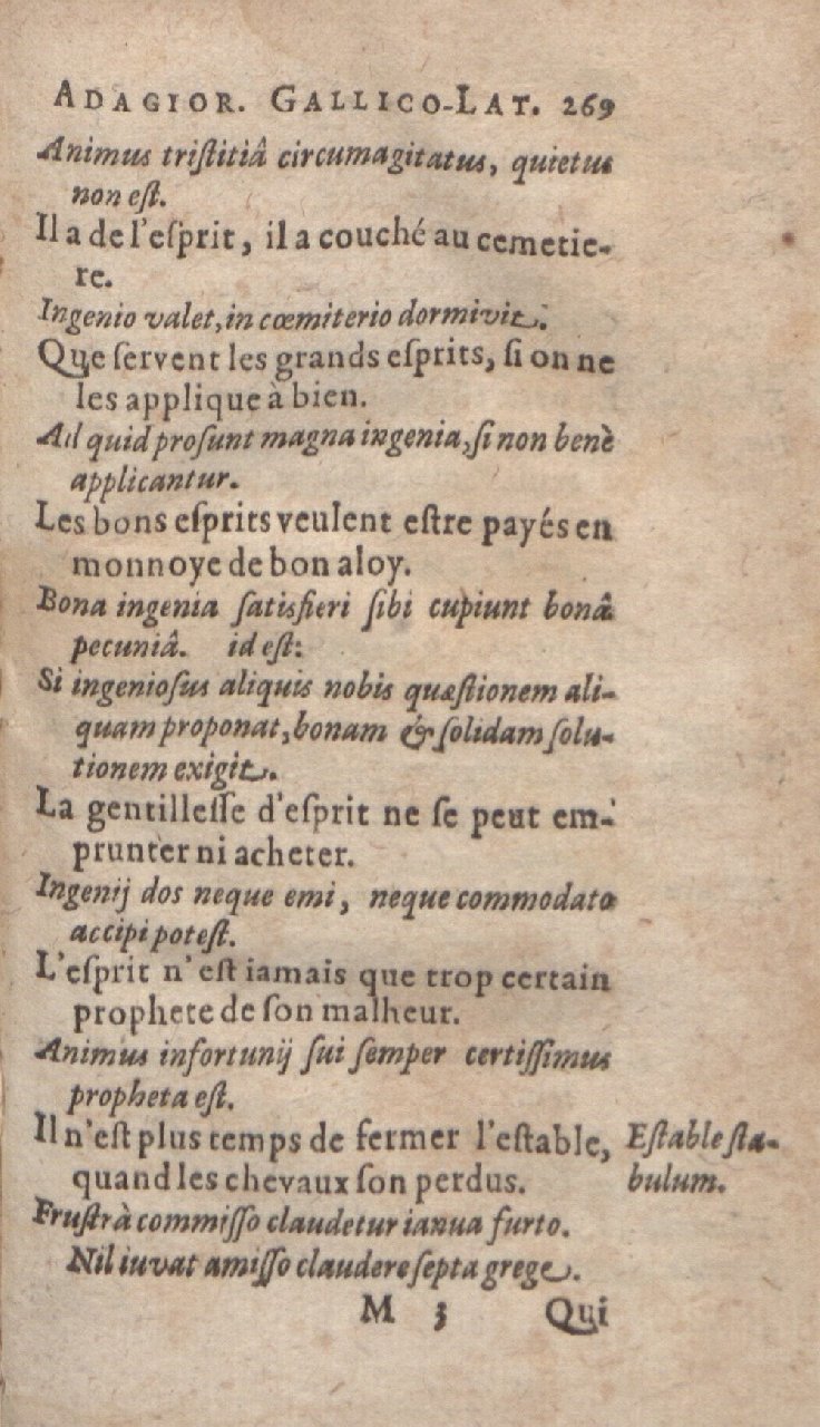 1612 - Dominicus Custos - Trésor des proverbes français  - Bibliopol-Olomuc
