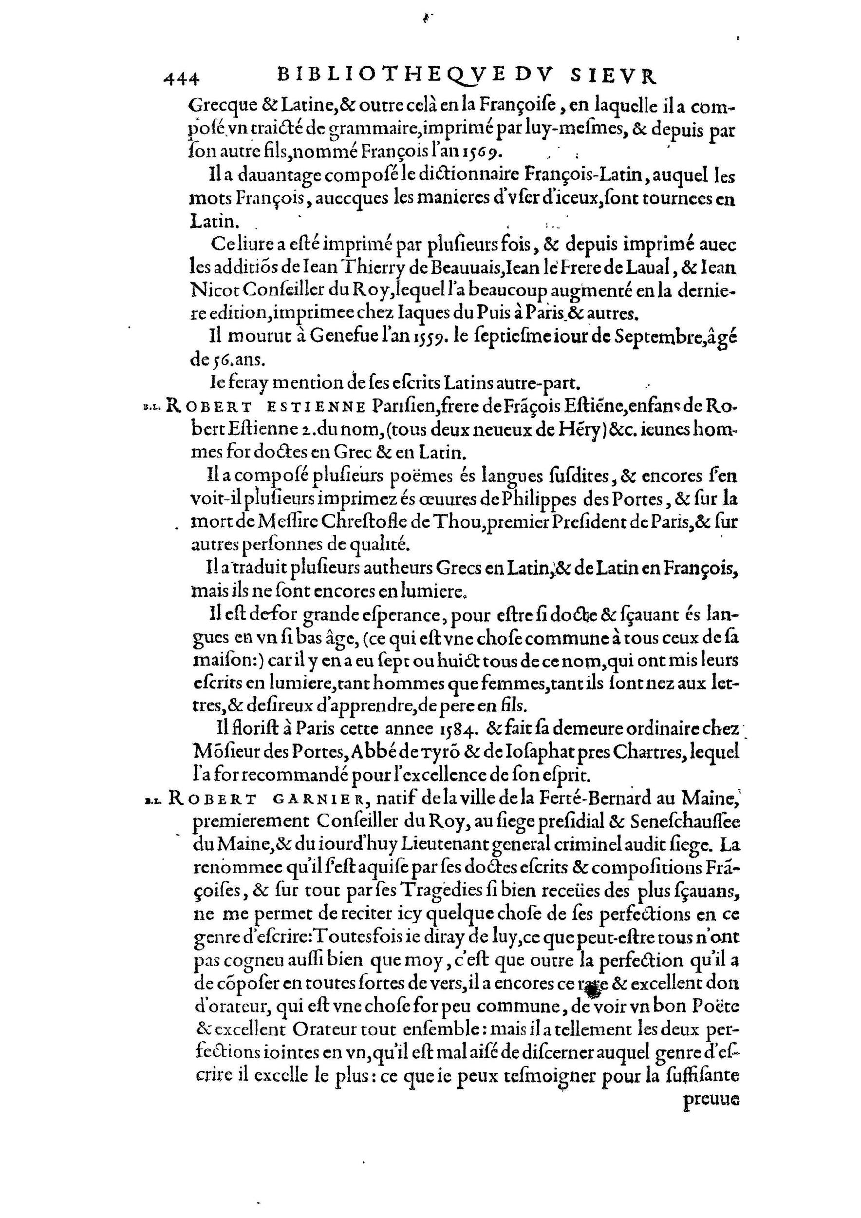 1584 - Abel L&#039;Angelier - Bibliothèques françaises - BnF