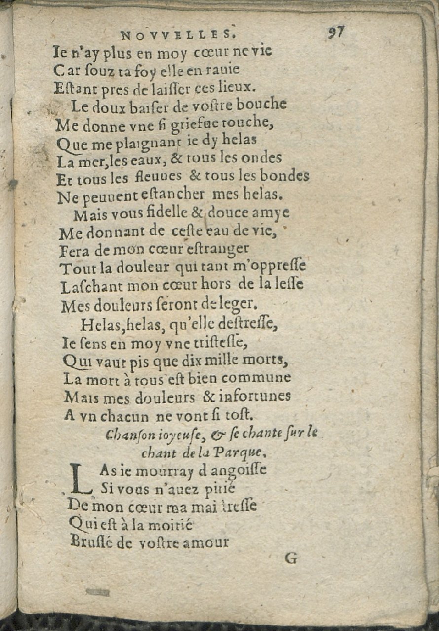 1575 - Pierre Brenouzet - Trésor de tous les recueils de chansons, tant amoureuses, rustiques, que musicales - Det KLG Copenhague