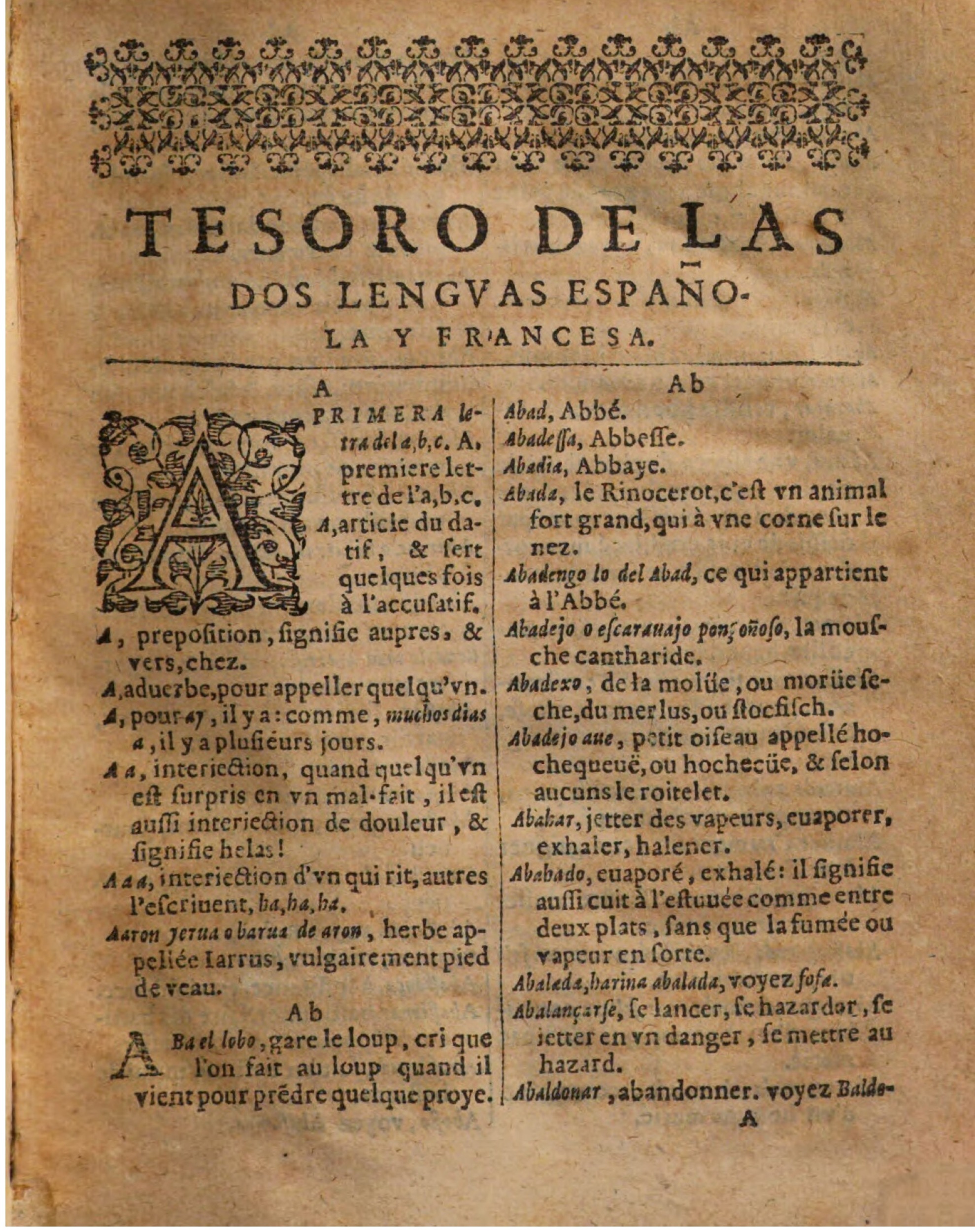 1625 - Hubert Antoine - Trésor des deux langues espagnole et française - Augsbourg