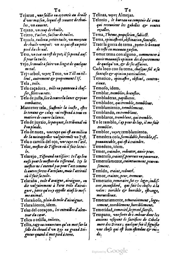 1621 - Adrian Tiffaine - Trésor des deux langues espagnole et française - BM Lyon