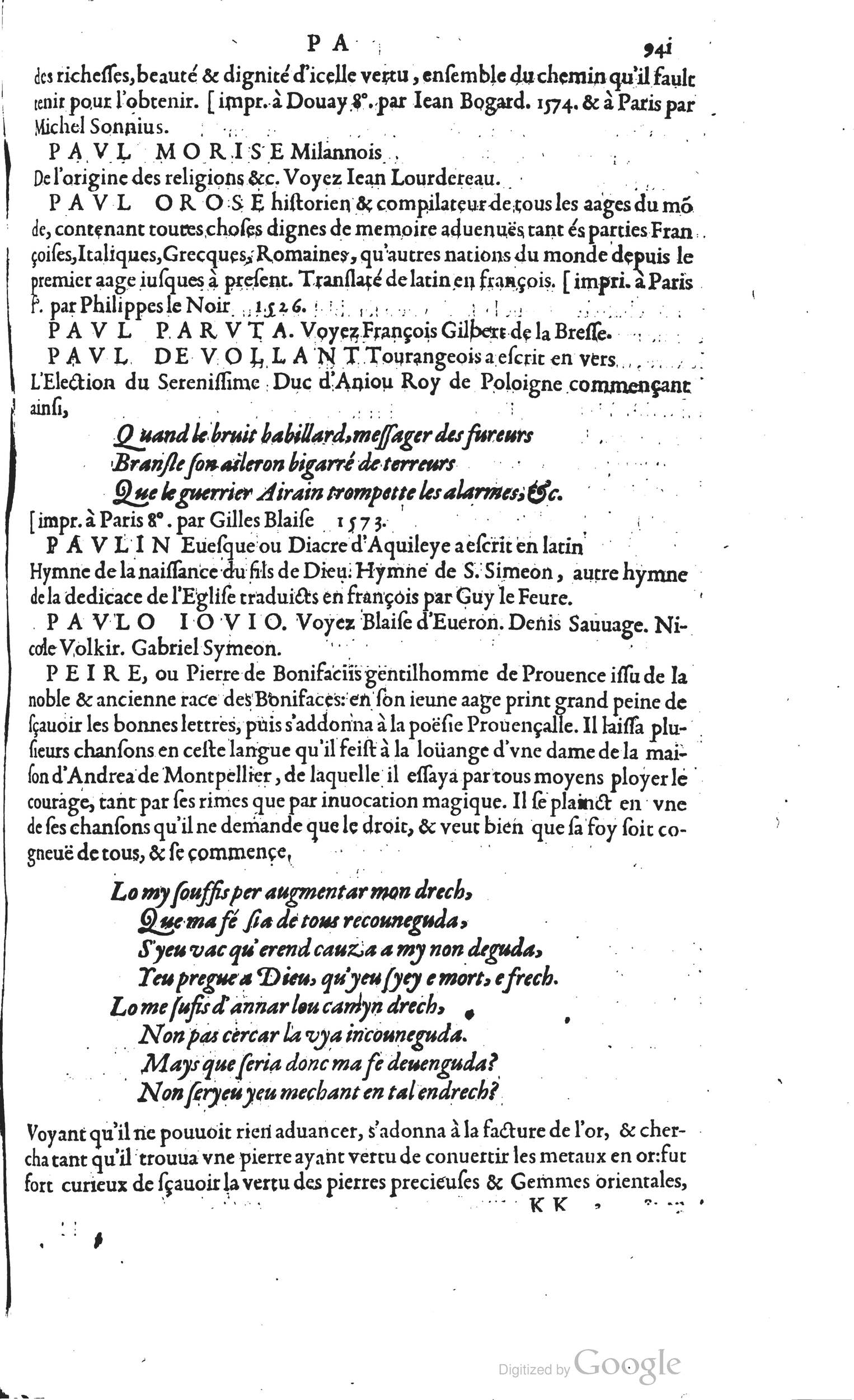 1585 - Barthélemy Honorat - Bibliothèques françaises - BSB Munich