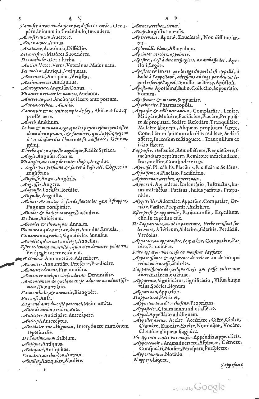 1585 - Simphorianum Beraud et Stephanum Michaëlem - Trésor des mots et traits français - Barcelone