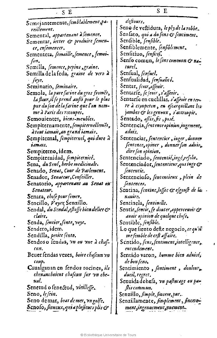 1607 - Marc Orry - Trésor des deux langues espagnole et française (Première et Seconde parties) - BU Tours