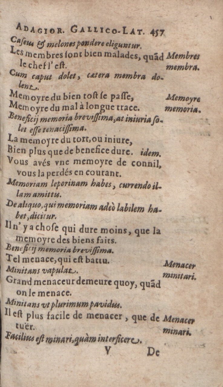 1612 - Dominicus Custos - Trésor des proverbes français  - Bibliopol-Olomuc