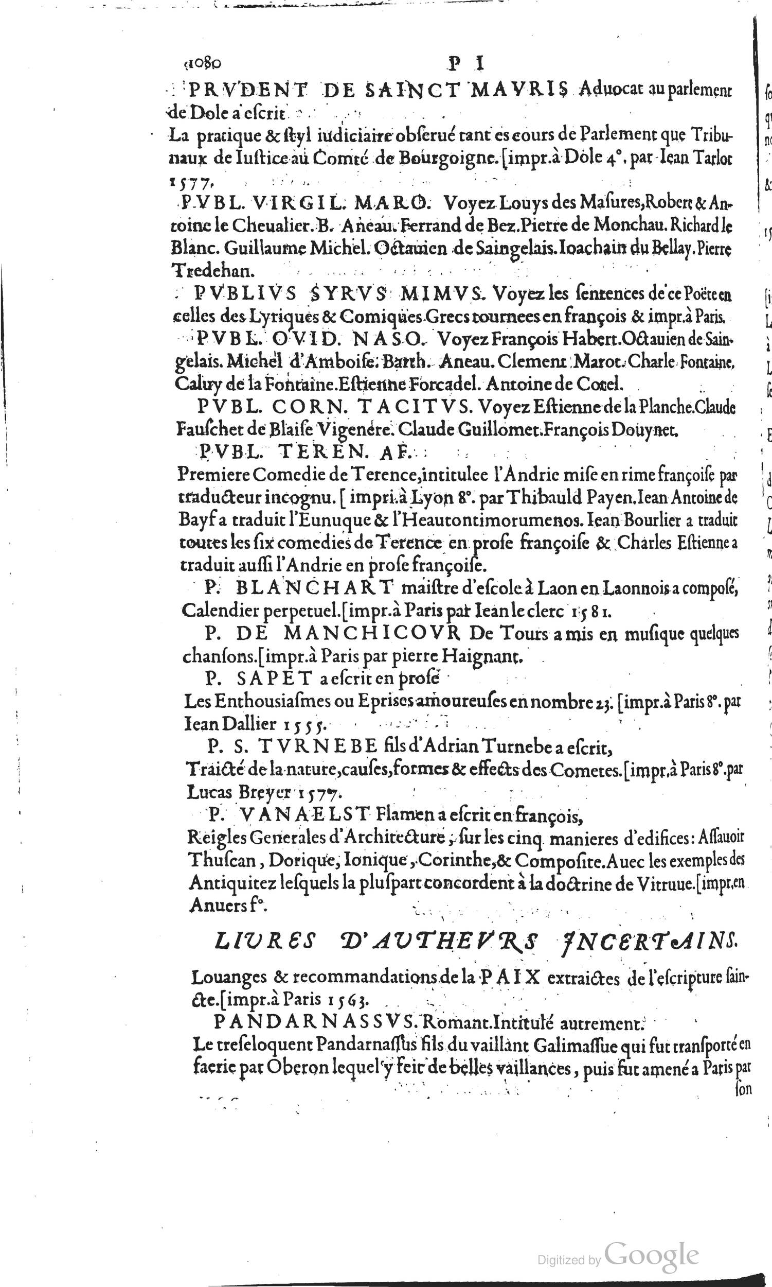 1585 - Barthélemy Honorat - Bibliothèques françaises - BSB Munich