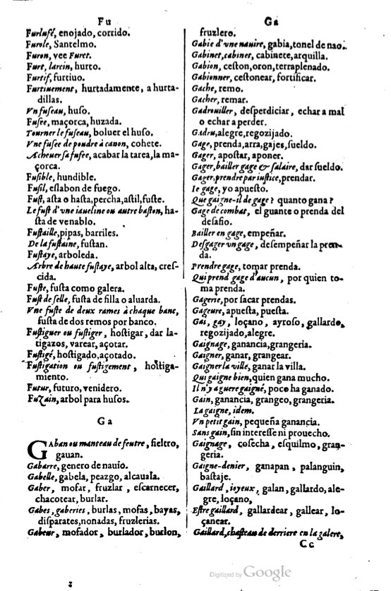 1621 - Adrian Tiffaine - Trésor des deux langues espagnole et française - BM Lyon