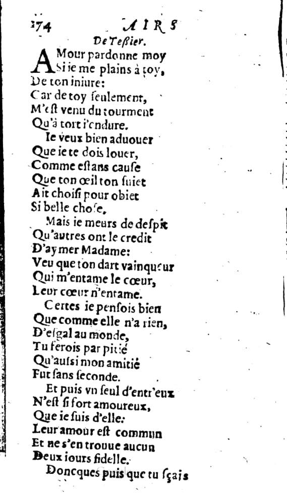 1606 - Théodore Reinsart - Trésor des chansons amoureuses recueillies des plus excellents airs de cour - Livre I - NK ČR Prague