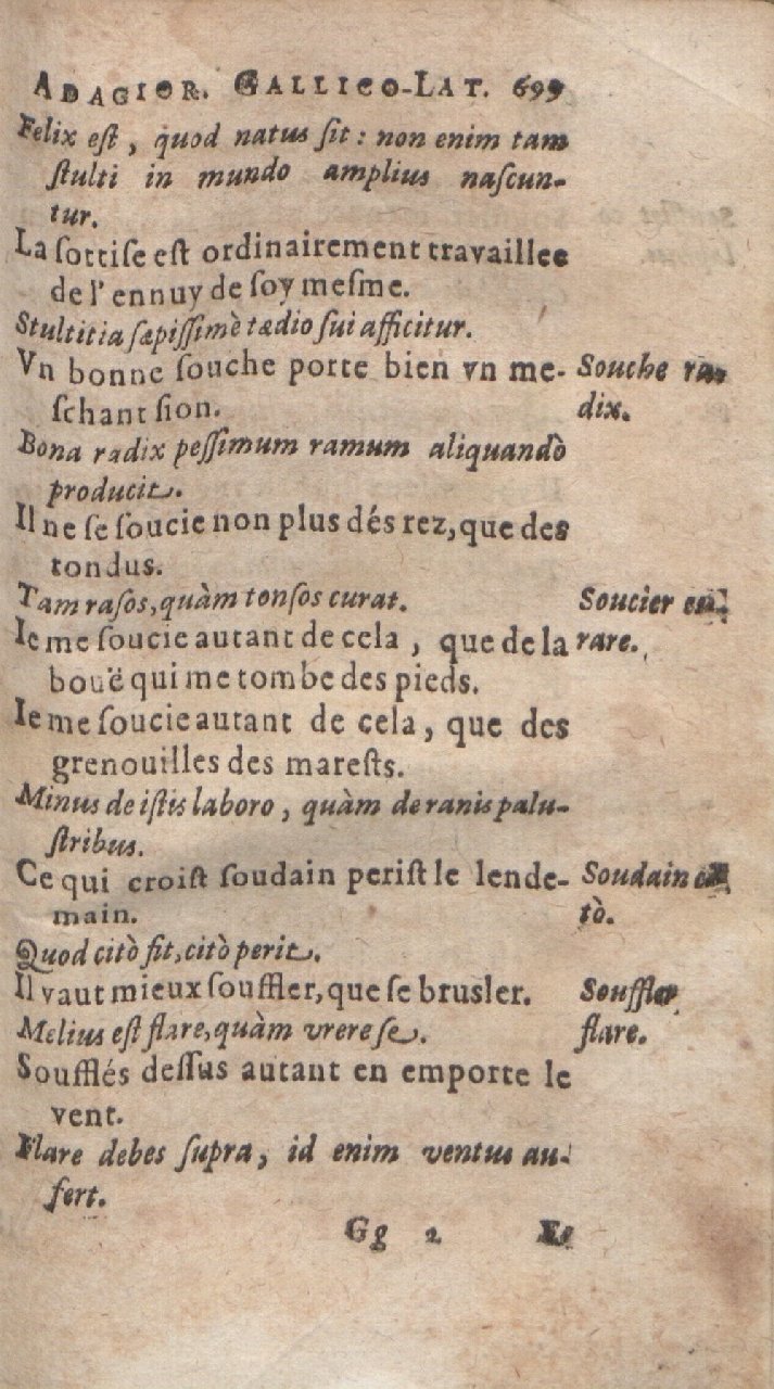 1612 - Dominicus Custos - Trésor des proverbes français  - Bibliopol-Olomuc